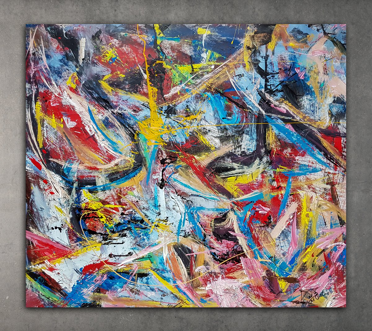 - Eneca N-1 - (W)113x(H)100 cm.  Style of Willem de Kooning. Abstract Expressionism Painti... by Retne