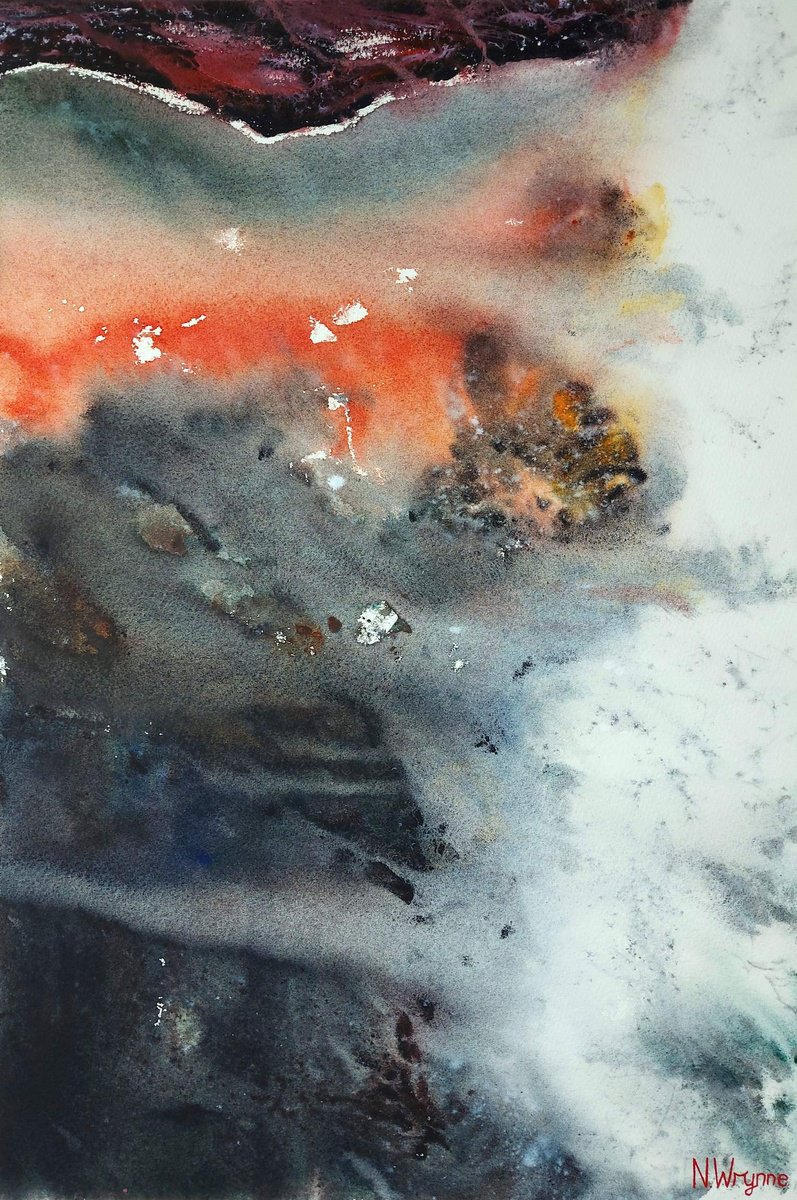 Impressionistic Abstract Watercolour By Neil Wrynne, 15 X 22", Waking Dreams, Original Artwork