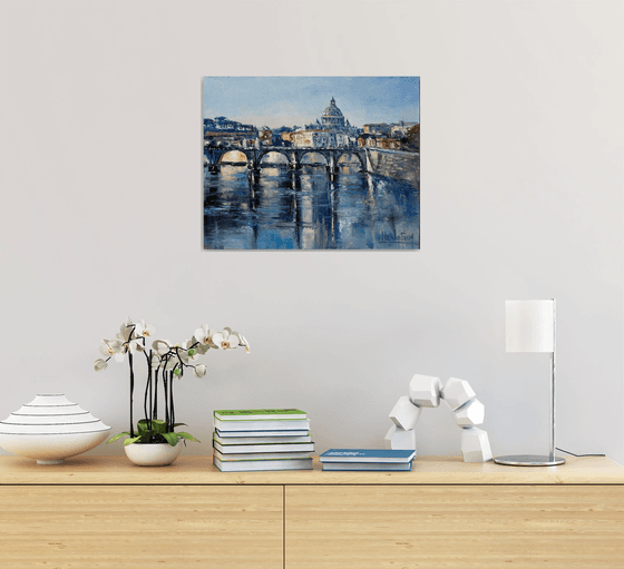 "Rome", city landscape, St. Angelo Bridge, Italy