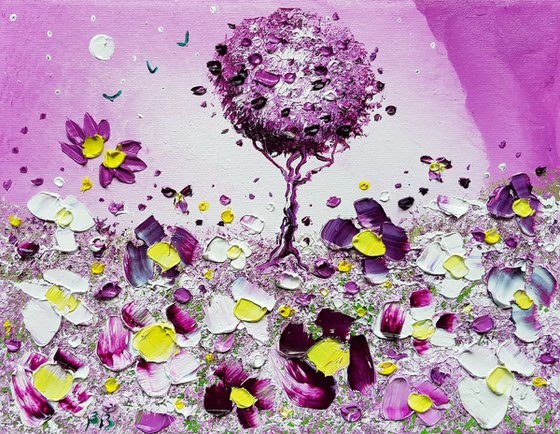 "Violet Tree & Flowers in Love"