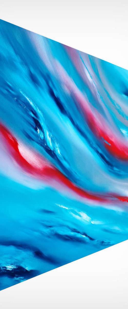Blue sky III, the series, 100x70 cm, Deep edge, LARGE XL, Original abstract painting, oil on canvas by Davide De Palma