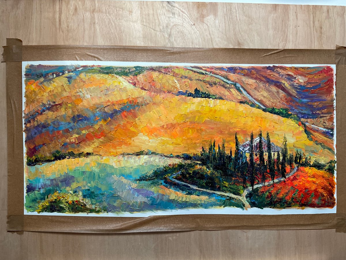 Autumn Tuscan By Mariia Hyhar, 35 X 17, Artwork For Sale On Artfinder
