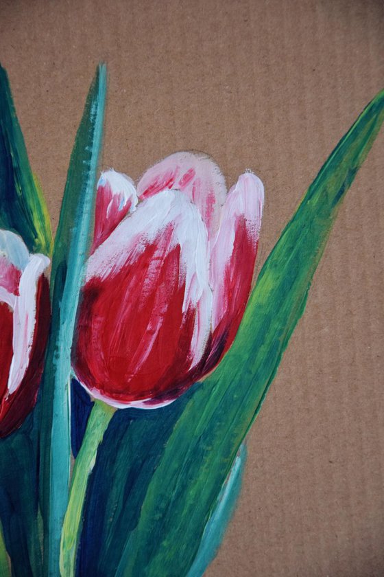 Flowers acrylic painting Tulips bouquet