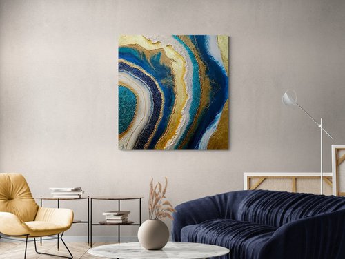 Blue and Gold Geode by Jane Biven