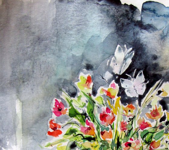 Flowers with butterflies