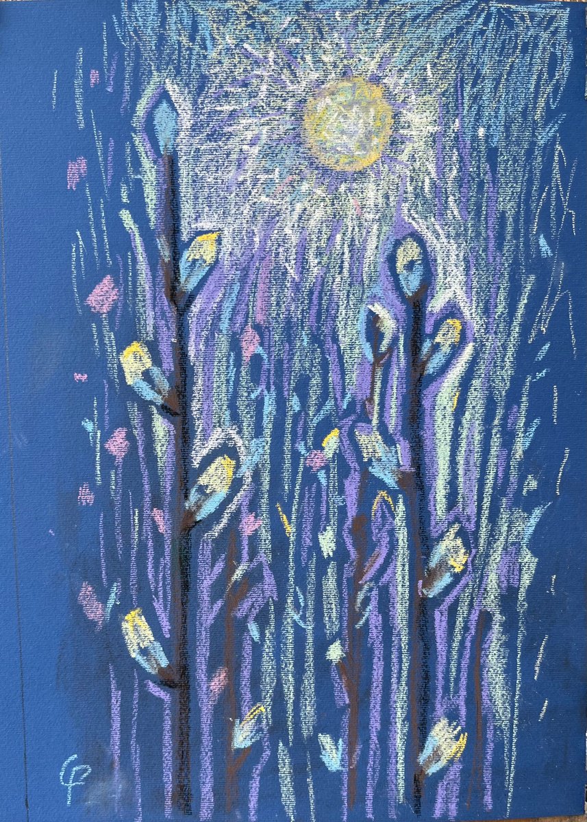 Willow flowers, original pastel drawing by Roman Sergienko