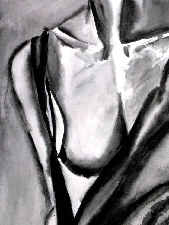 Female Nude original watercolor painting