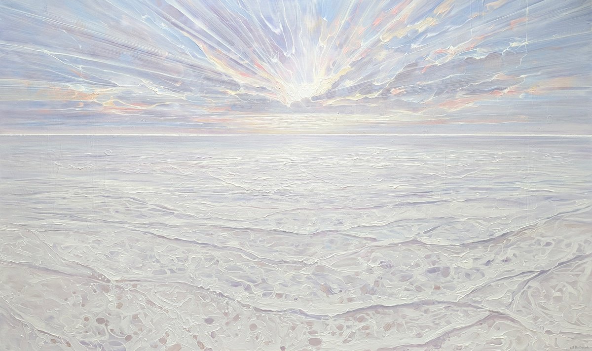 Expressive Landscape Oil Painting By Gill Bustamante, 60 X 36, Ocean Dreaming, Original Artwork