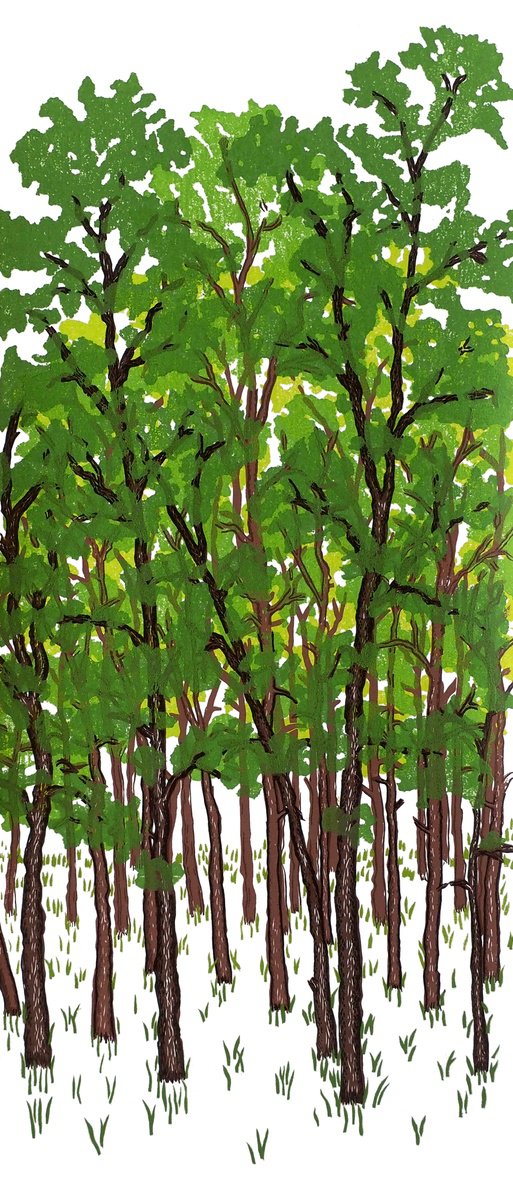 Spring Trees Linocut: Francis Stanton | Artfinder