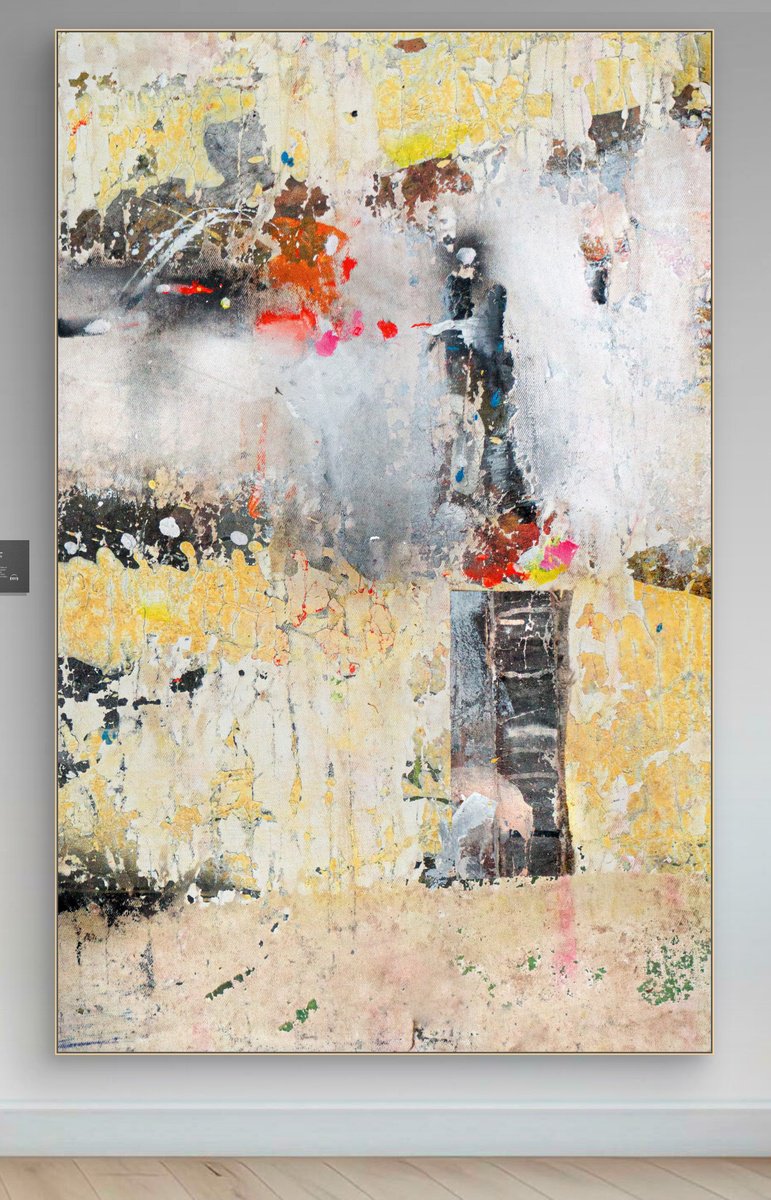 Organic Abstract Acrylic Painting By Adriano Ribeiro, 18 X 28, Earth Town, Original Artwork