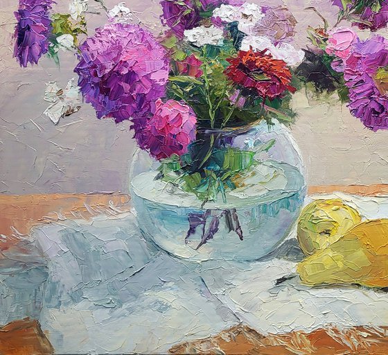 Asters in a Vase on a Table