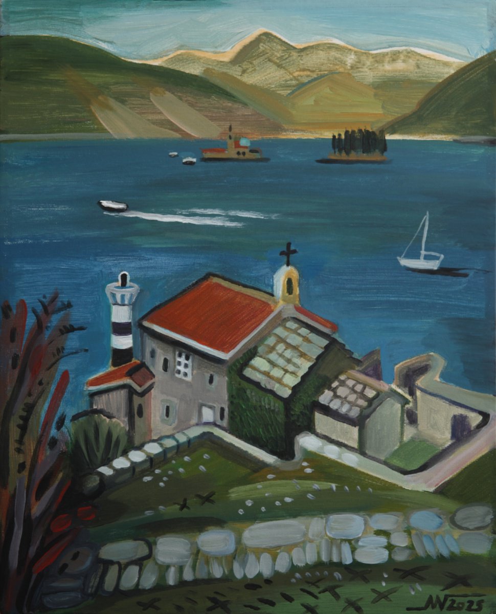 Landscape Acrylic Painting By Marina Gorkaeva, 16 X 20", Lepetani, Original Artwork