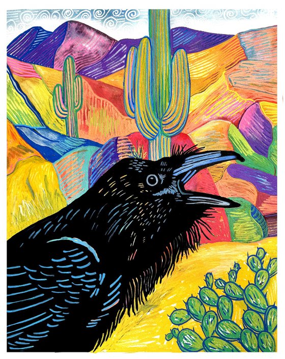 Raven in Psychedelic Desert