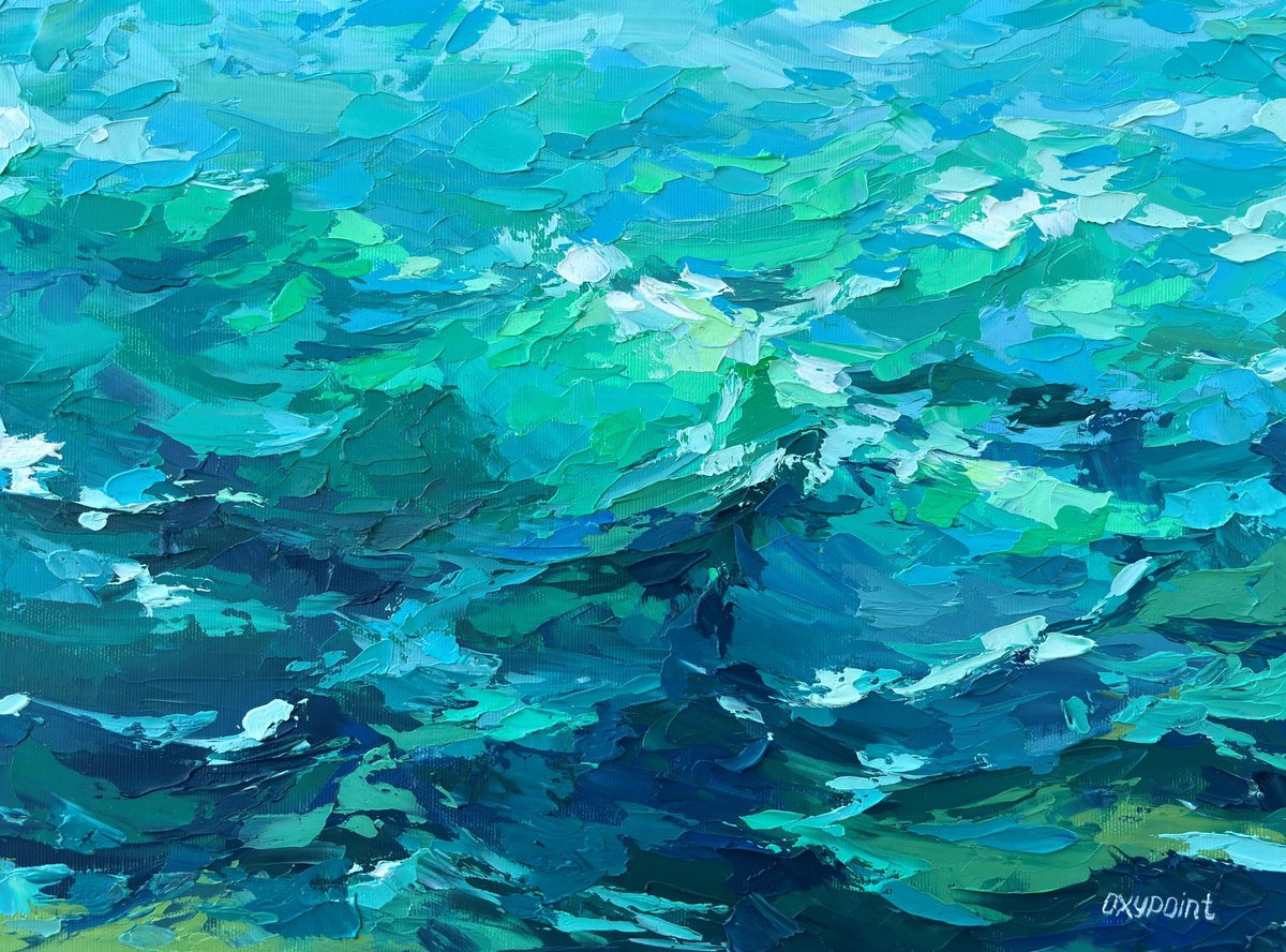 Impressionistic Landscape Oil Painting By Oxypoint, 16 X 12", "Sea Pulse", Original Artwork