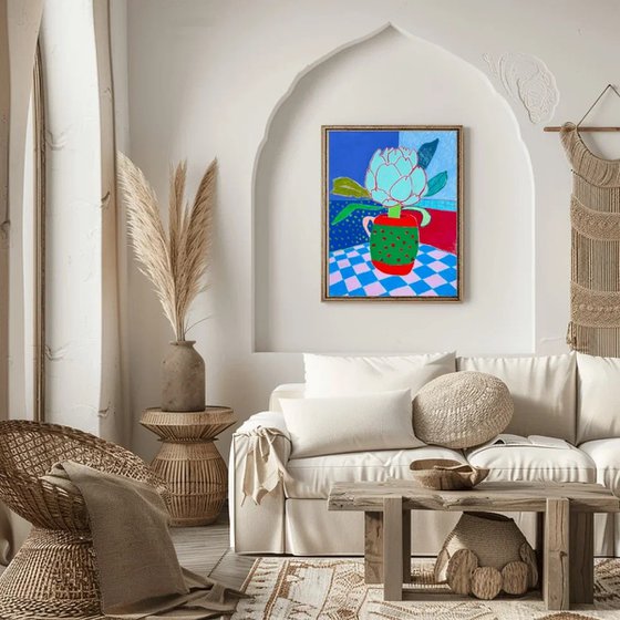 Artichoke in a Colorful Vase