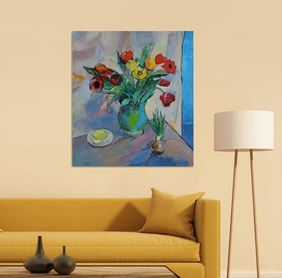Still life with tulips