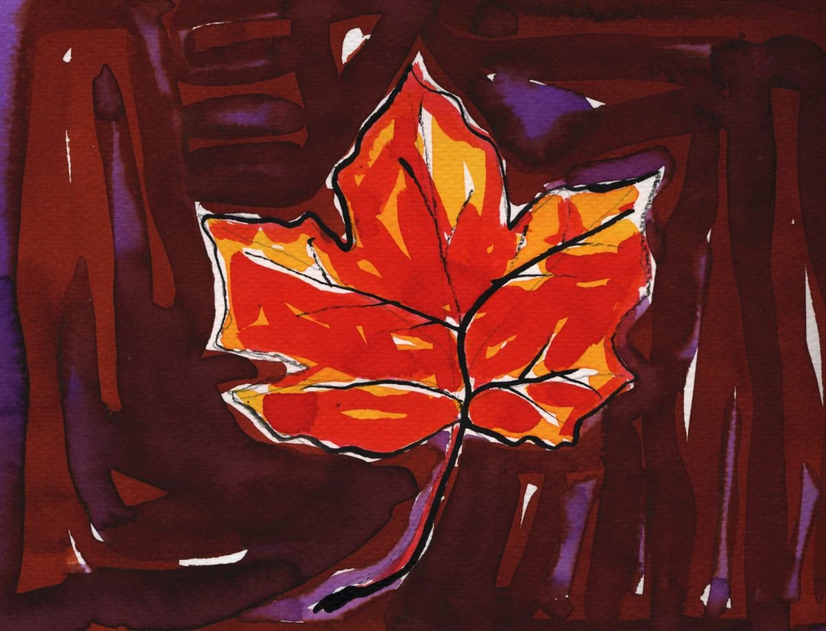 Maple Leaf Painting by Ewa Dabkiewicz