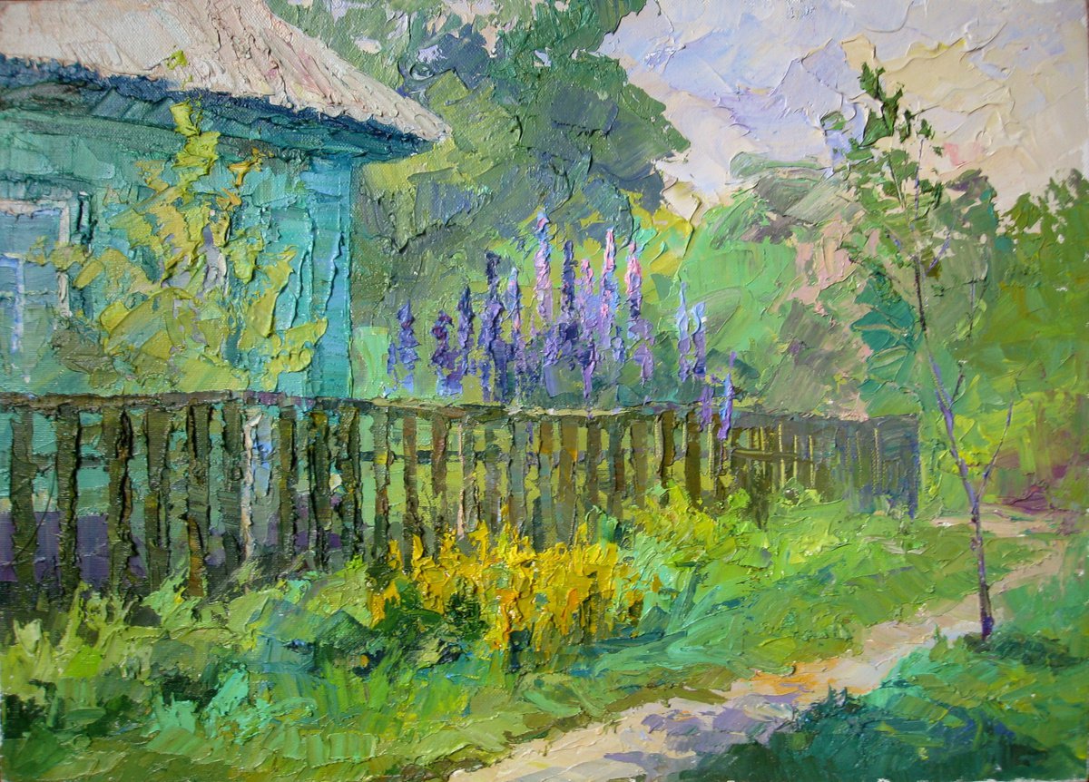 Oil painting Blooming front garden by Boris Serdyuk