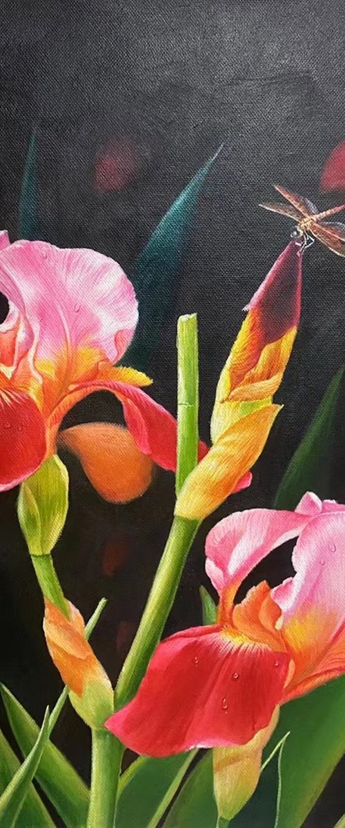 Realism oil painting:flowers t209 by Kunlong Wang