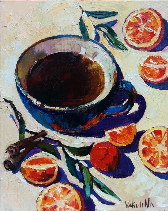 Original still life painting Cup of tea