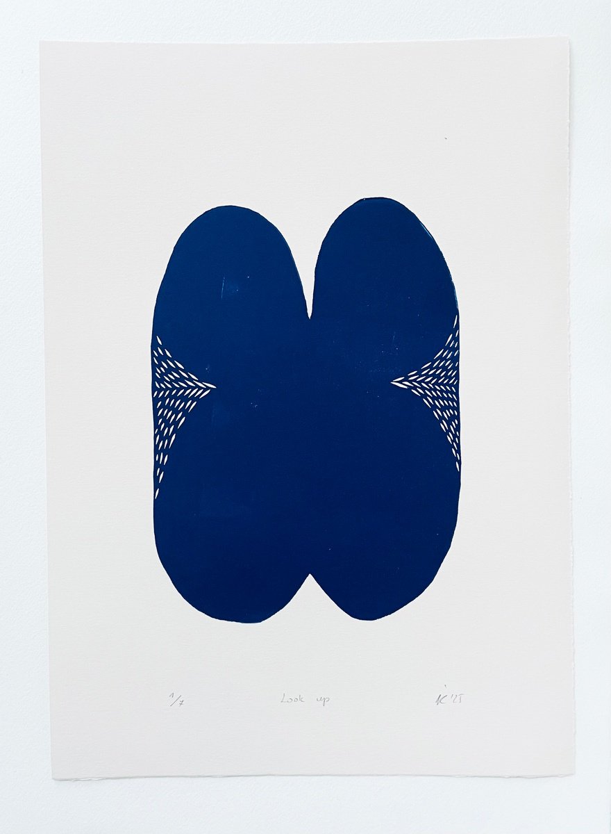 Geometric Abstract Linocut By Agata Kycia, 13 X 17, About Us_2, Original Artwork