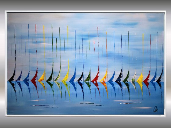 Blue Summer - Abstract Art - Acrylic Painting - Canvas Art - Framed Painting - Abstract Sea Painting - Ready to Hang