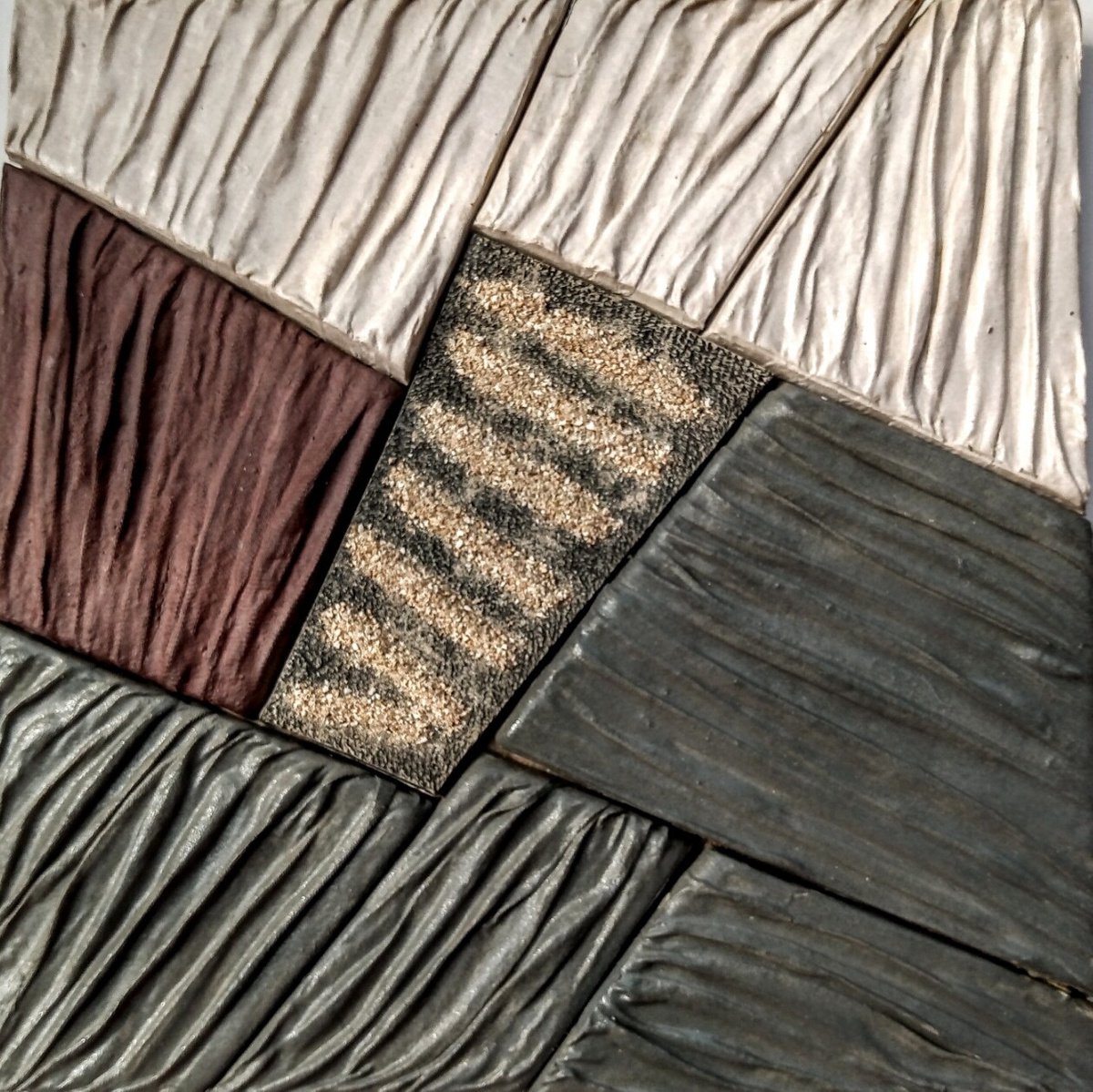 Geometric Abstract Relief By Rossitza Trendafilova, 13 X 13", "Fields Ii", Original Artwork