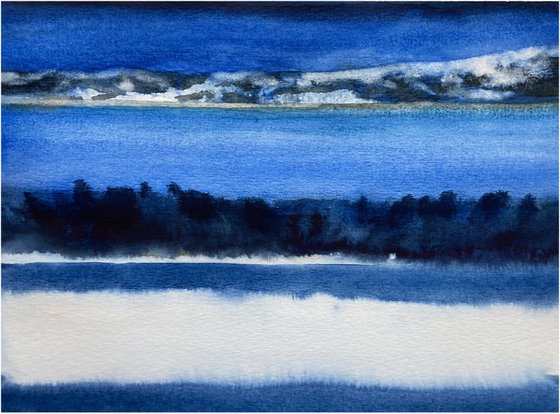 Lungo lago - Abstract blue watercolor
