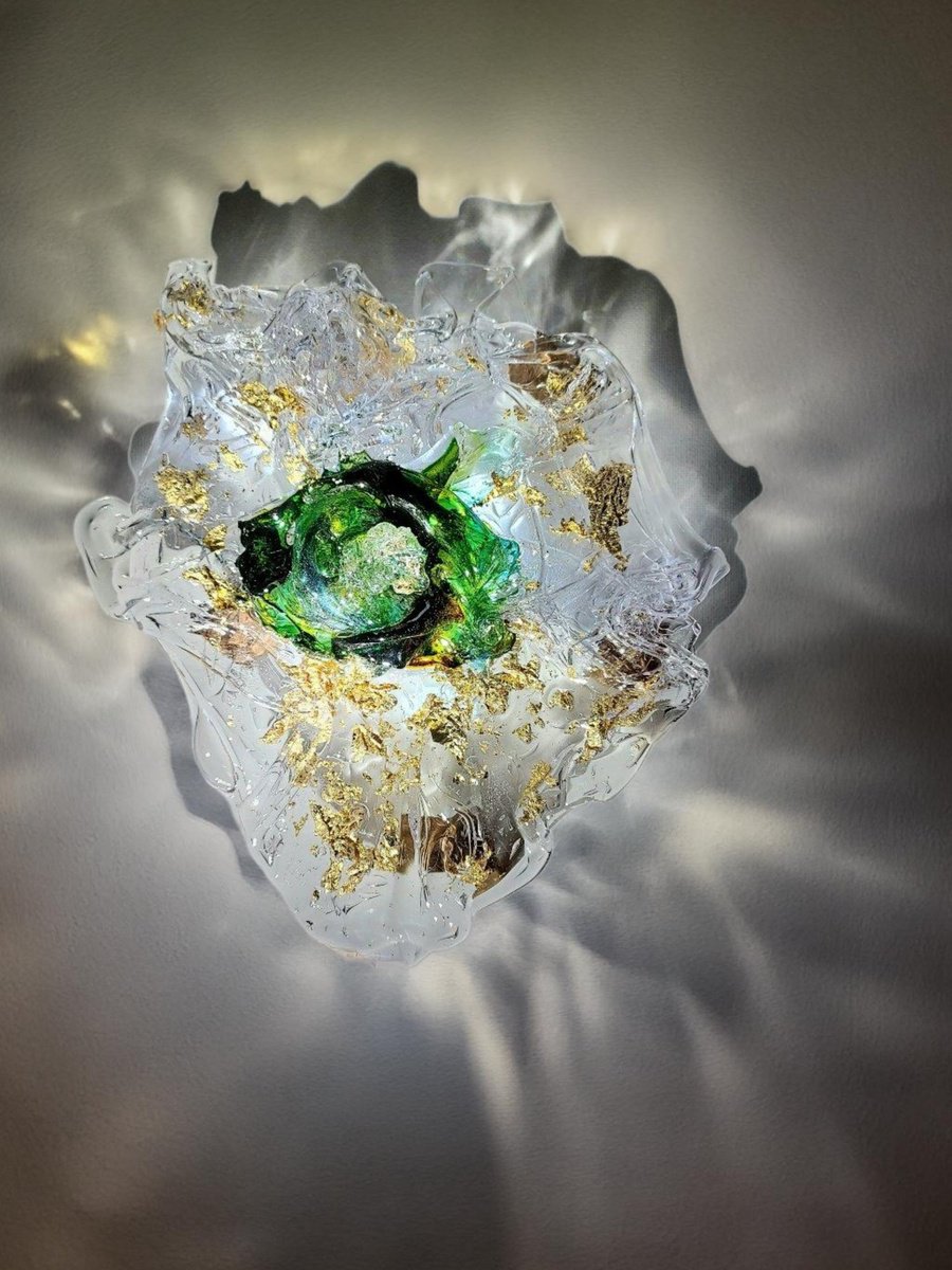 Glass Ocean Sculpture Gold by Nikolina Andrea Seascapes and Abstracts