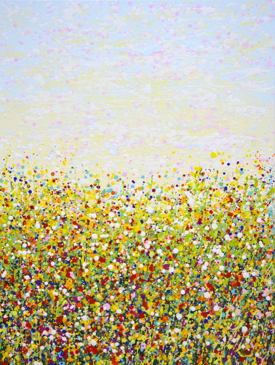 Expressive Botanical Acrylic Painting By Iryna Kastsova, 24 X 31, Summer Field 5., Original Artwork