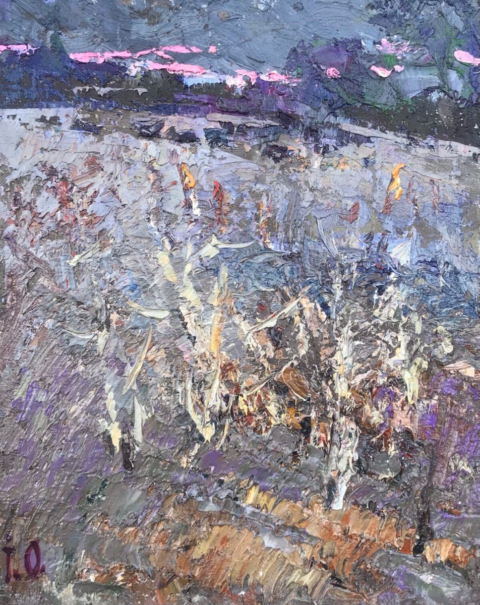 Impressionistic Landscape Oil Painting By Kalenyuk Alex, 11 X 9", Evening Twilight, Original Artwork