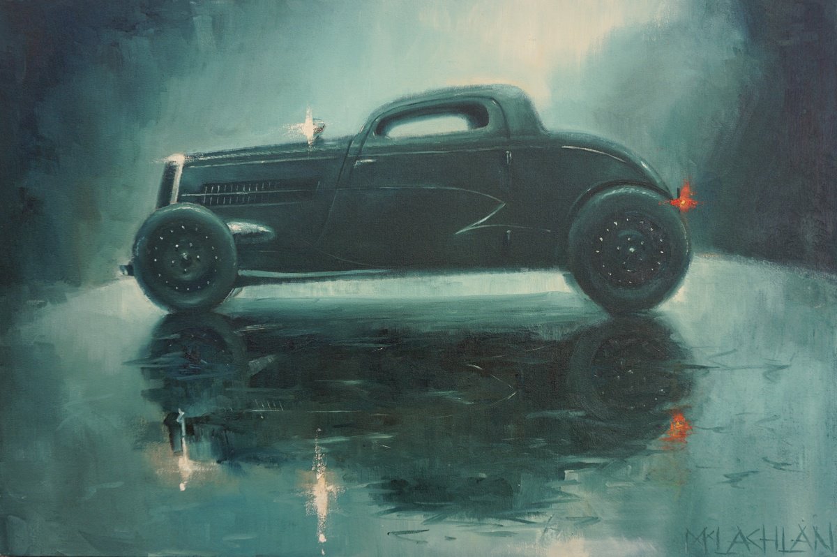 Impressionistic Transport Oil Painting By Scott Mclachlan, 36 X 24", Whiskey Runner, Original Artwork