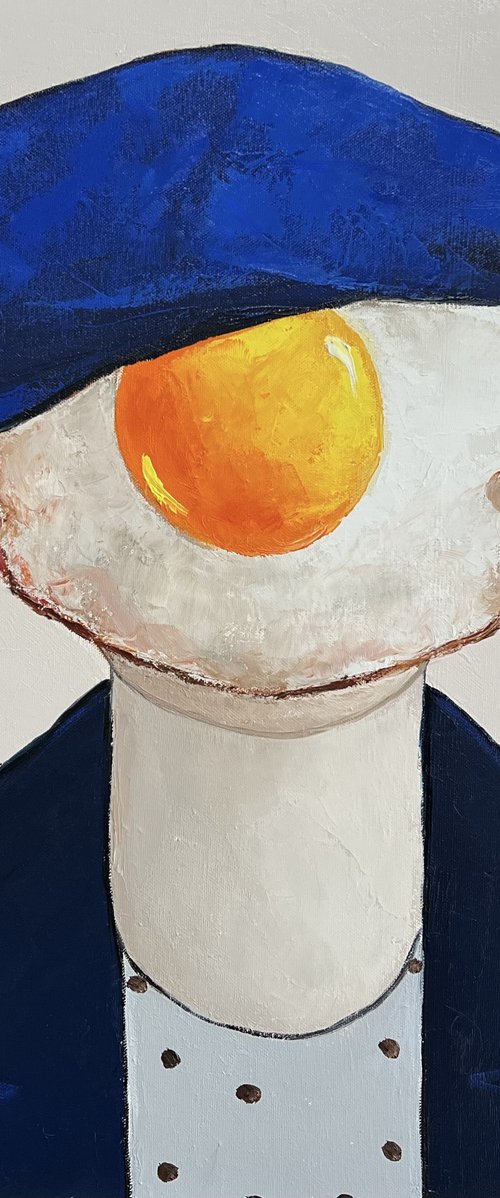Egg boy in blue hat by Ta Byrne