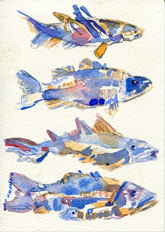 Four Small Blue Fish