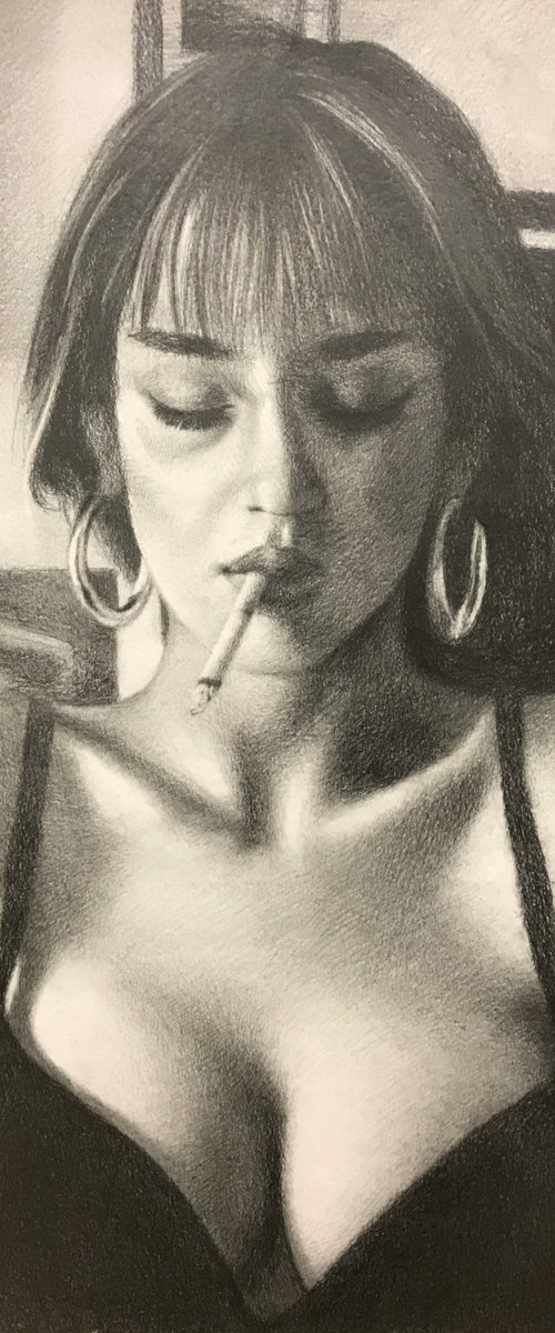 Girl with a cigarette by Kakajan Charyyev
