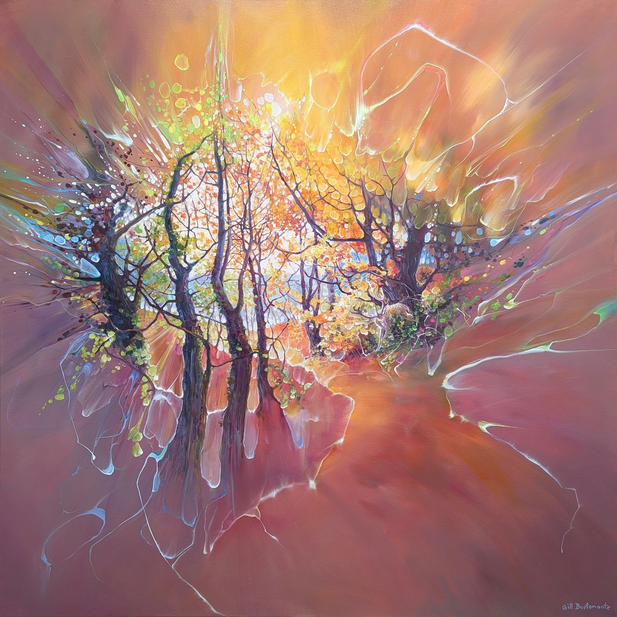 Expressive Landscape Oil Painting By Gill Bustamante, 40 X 40, The Wild Wild Wood, Original Artwork