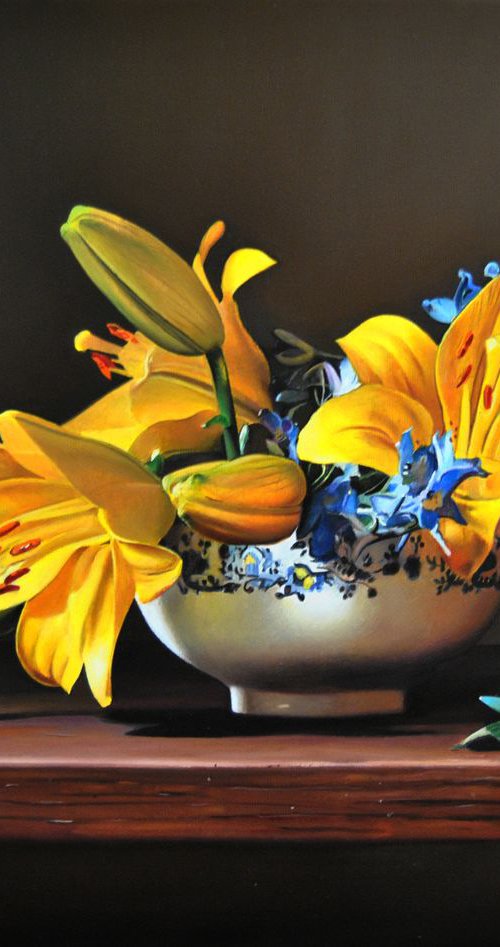 Still life with yellow flowers by Valeri Tsvetkov