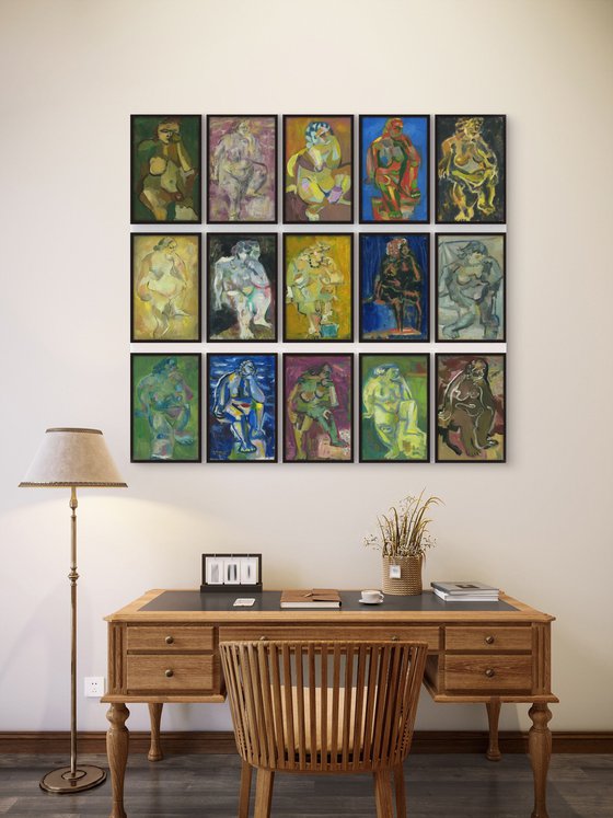 Nude paintings original art set