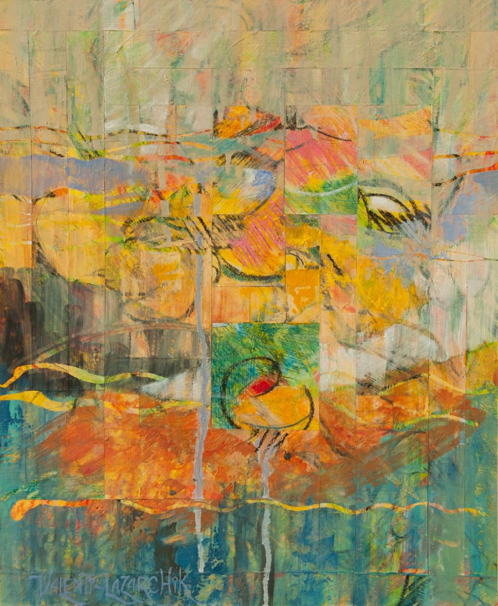 Down Under (14w x 17h) on birch panel by Gina Valenti-Lazarchik