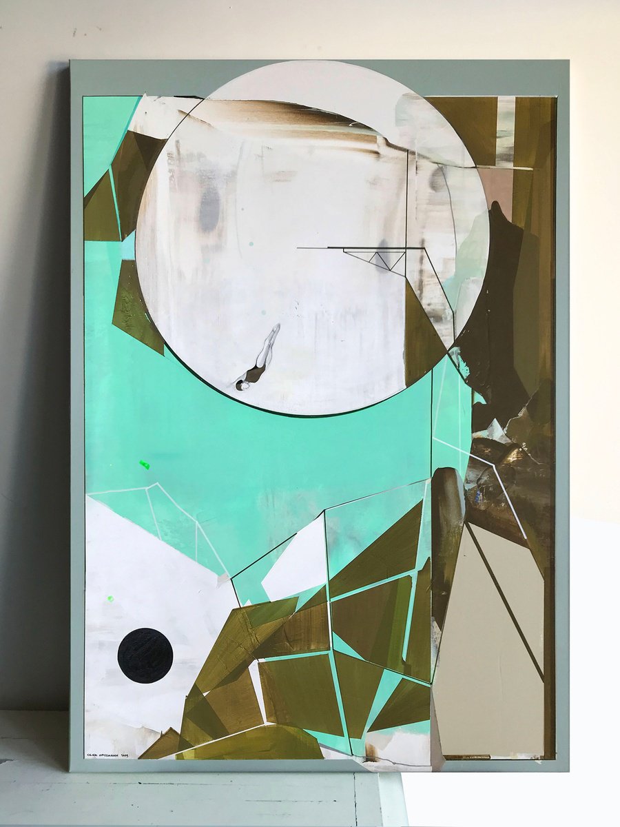 Abstract Acrylic Painting By Olga Hausmann, 28 X 39", Different Point Of View, Original Artwork