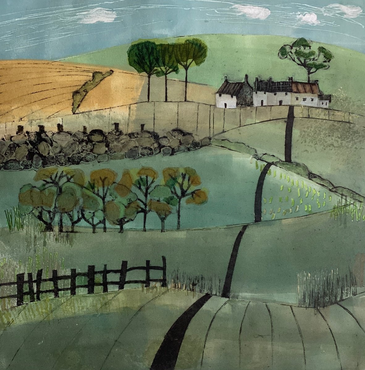 Impressionistic Landscape Limited Edition Print By Jay Seabrook, 16 X 16, Just At The Top Of The Hill, Original Artwork