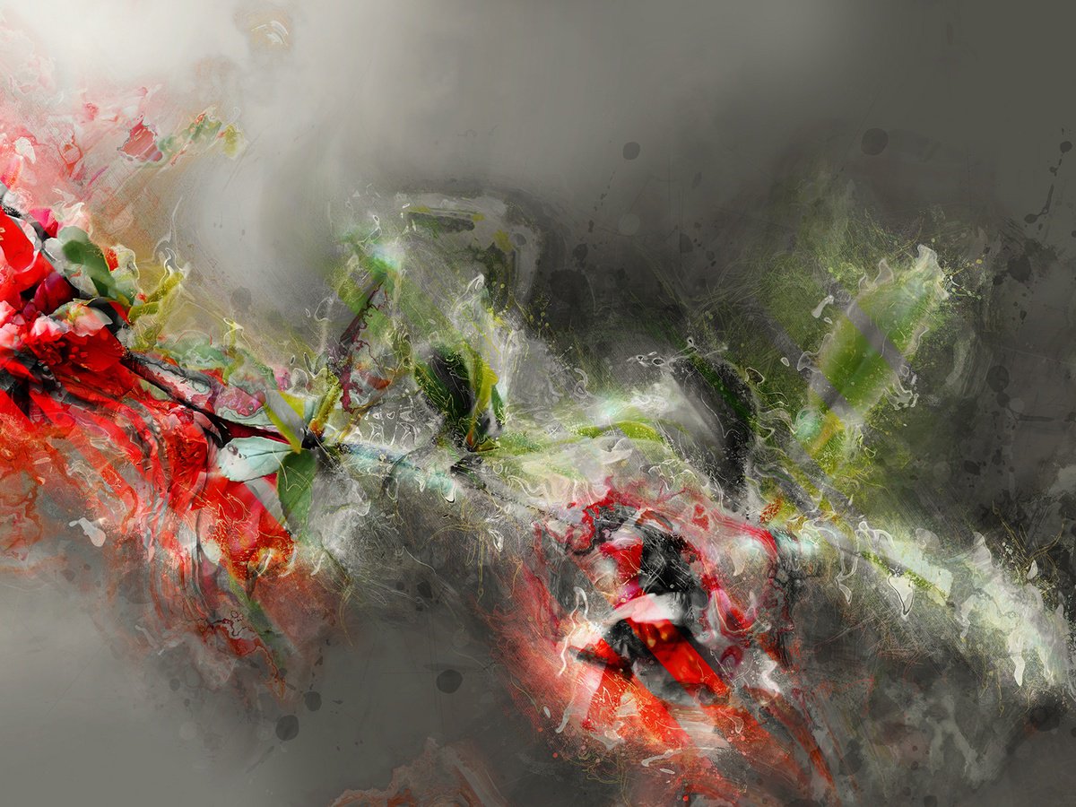 Abstract Botanical Print By Javier Diaz, 79 X 60, Delirios Iv/Xl Large Original Artwork, Original Artwork