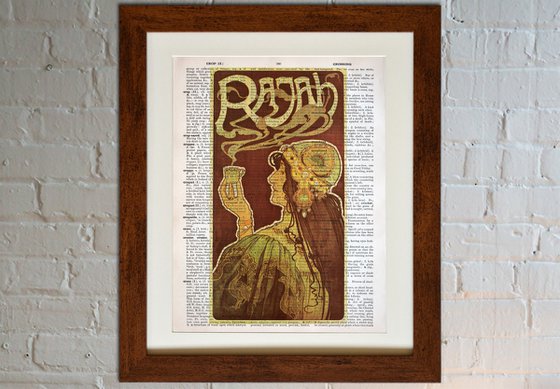 Rajah - Collage Art Print on Large Real English Dictionary Vintage Book Page