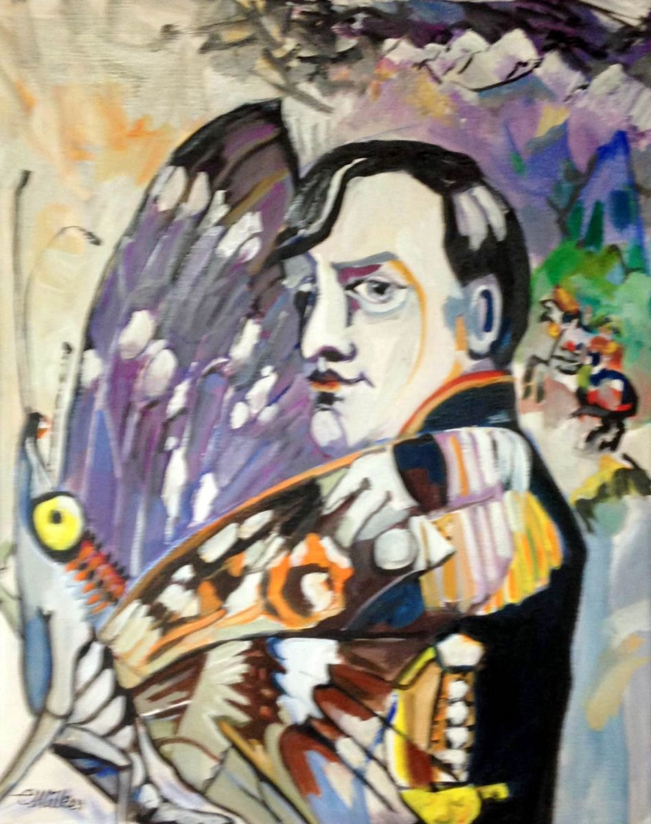 Portrait Oil Painting By Chris Walker, 16 X 20, Purple Emperor (Apatura_Iris), Original Artwork