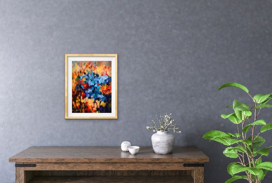 Multiplicité - Original vertical small impressionistic abstract painting - One of a kind