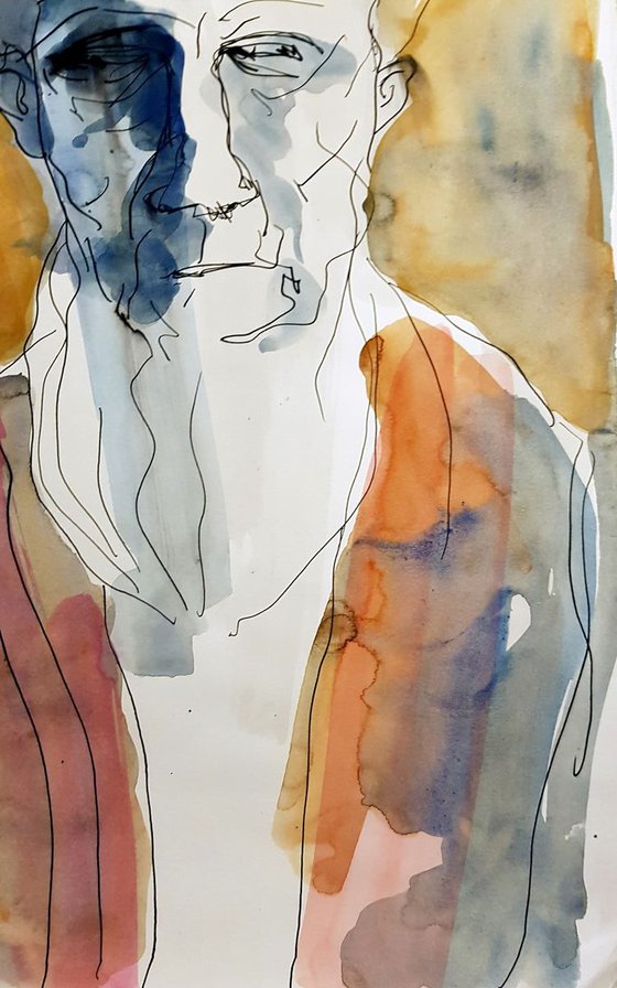 Men of my Tribe (2), Watercolor on Paper, 35 x 50 cm