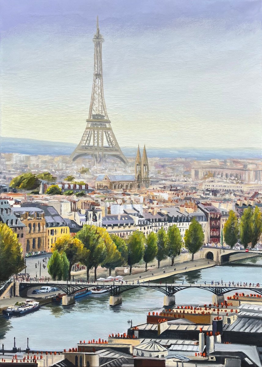 Expressive Cityscapes Oil Painting By Josh Bygrave, 23 X 33", Paris, Original Artwork