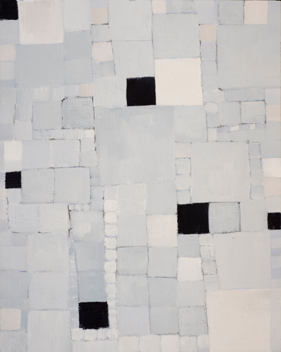 Geometric Abstract Oil Painting By Anna Jannack, 8 X 10, Shaking Structure Iv, Original Artwork