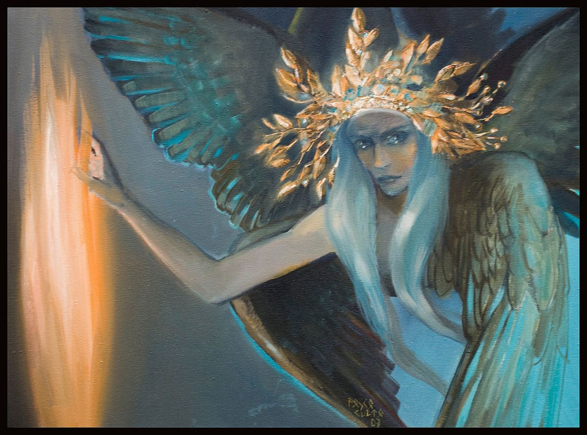 Surrealistic Oil Painting , Seraph And A Flame By Fosco Culto, 31 X 24, Artwork For Sale On Artfinder