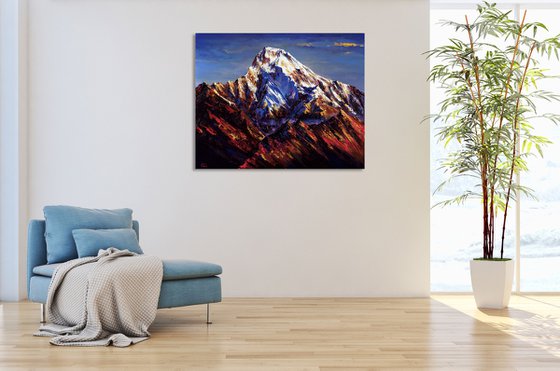 Annapurna Mountains painting art Everest Mountain Himalayas Nepal